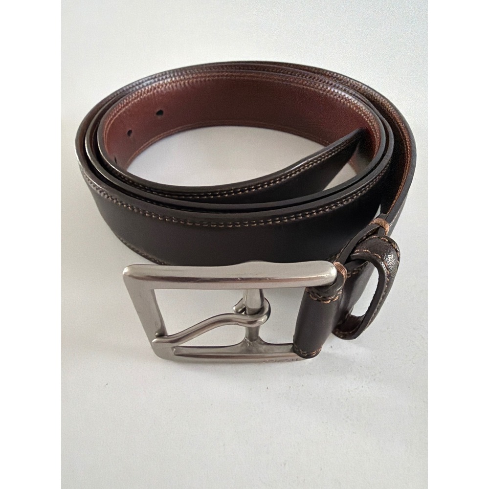Coach Mens Dark Brown Leather Belt 42 105cm Silver Harness Buckle 8752 H10